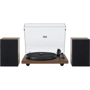 Crosley C62BWA Bluetooth Turntable with Speakers, Anti-Skate Belt Drive, Walnut